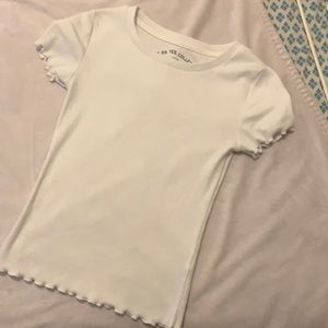 White ruffled crop top